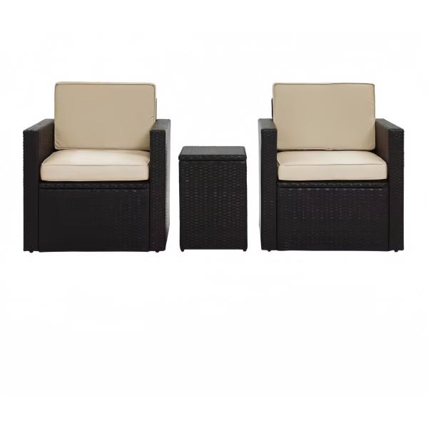 3PCS 2 Seater Rattan Garden Sofa Set Outdoor Cane Wicker Outdoor Rattan Patio Backyard