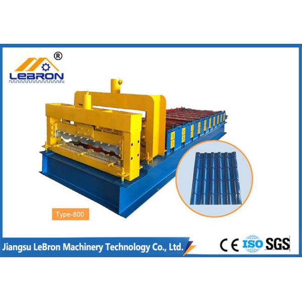 Buy New 6500 mm long color steel glazed tile roll forming machine PLC control automatic made in china at wholesale prices