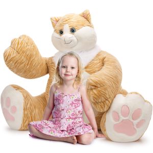 Quality MaoGoLan 20lbs Jumbo Fluffy Plush Cat Toy 39.3 Inches Huge Big Fat Orange Cat Stuffed Animal Cute Oversized Soft Toys Kids Girls for sale