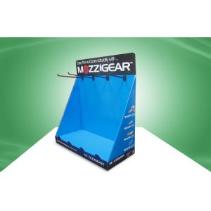 Blue Environmental Cardboard Countertop Display With Black Hooks