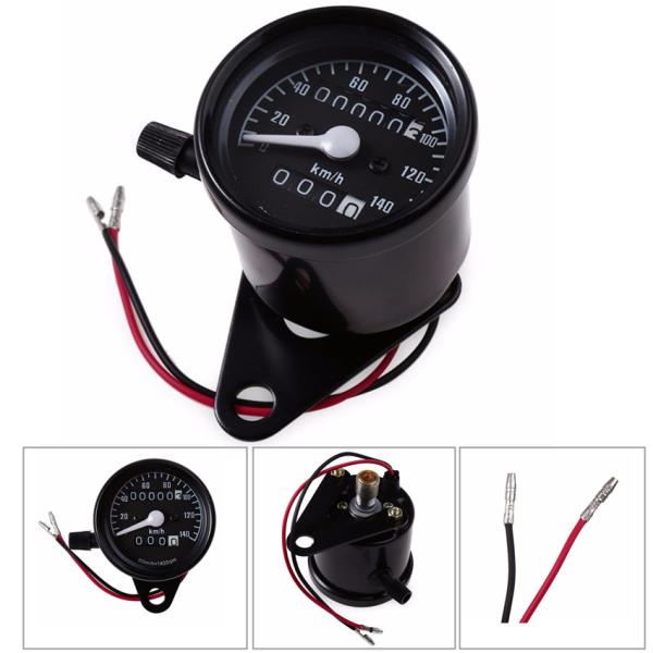 Black 12V Motorcycle Digital Speedometer , CE 140km/H Universal Motorcycle Speedometer