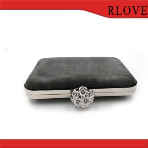 Rectangle shape plastic box clutch purse bag metal frame with light gold