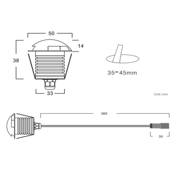 LED Buried Light 3W Cree Chip 12V-24V IP67 Aluminum Inground Light Deck Spotlight