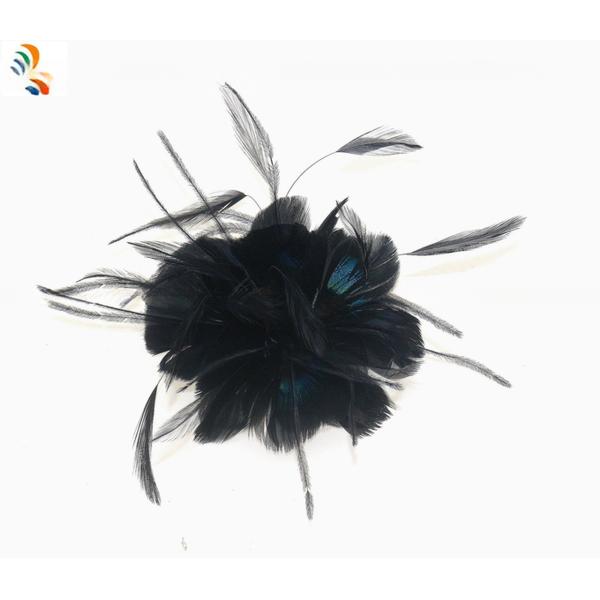 Pattern Dyed Chicken Feather Mounts , Ostrich Feather Flowers Mount With Wire