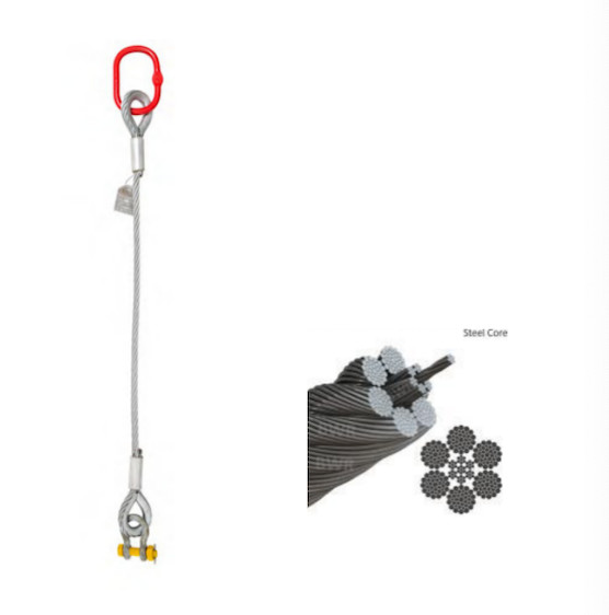 Buy 30mm Galvanized Steel Wire Rope Single Leg Sling at wholesale prices