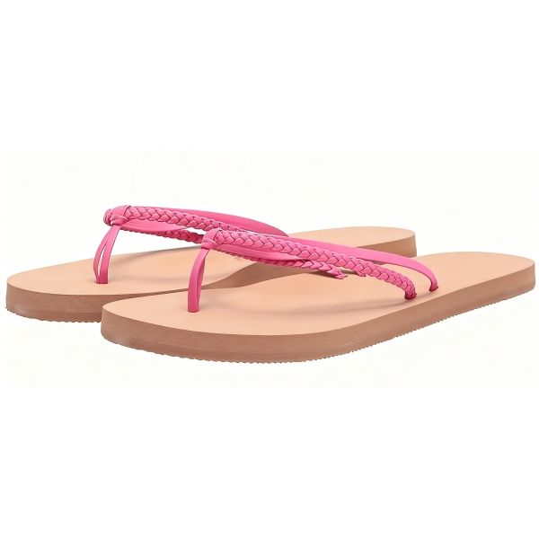 Solid Sock 15mm EVA Fitflop Womens Slippers Pool Flip Flops With Plaited PU Upper