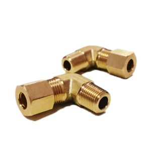 1/4 NPT Brass Compression Union 90 Degree Elbow Fitting