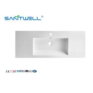 SWJ1200 OEM Easy Clean Acceptable Artificial Stone Basins Matt White Rectangle Shape Semi-Counter Sinks