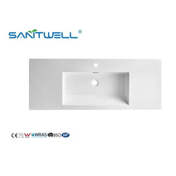 Buy SWJ1200 OEM Easy Clean Acceptable Artificial Stone Basins Matt White Rectangle Shape Semi-Counter Sinks at wholesale prices