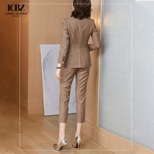 Professional Women's Work Wear 3 Pieces Set Vest Pant Suit with Blazer and