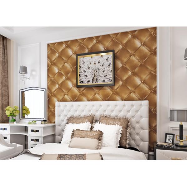 Buy 3D Effect Washable Vinyl Wallpaper , Luxurious Golden Leather Pattern Wallpaper at wholesale prices