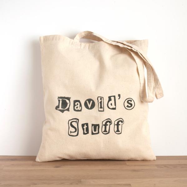 Buy Personalised bag with newspaper cutout font - cotton hand printed bag - shopping bag, libr at wholesale prices