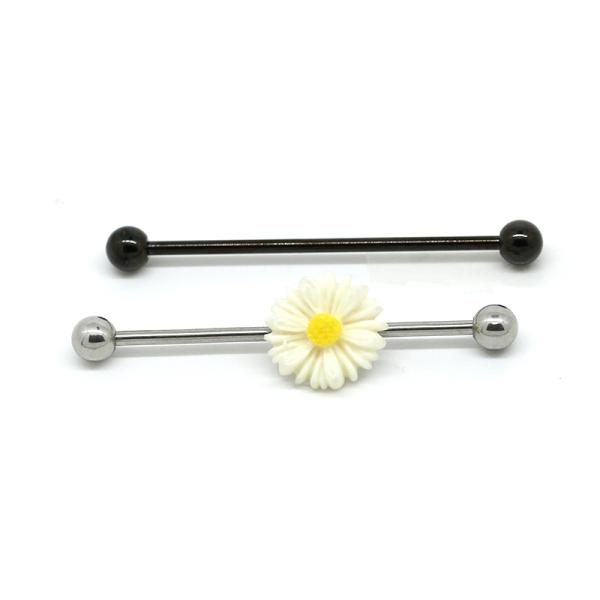 New arrival acrylic flower on industrial bar ear piercing jewelry set