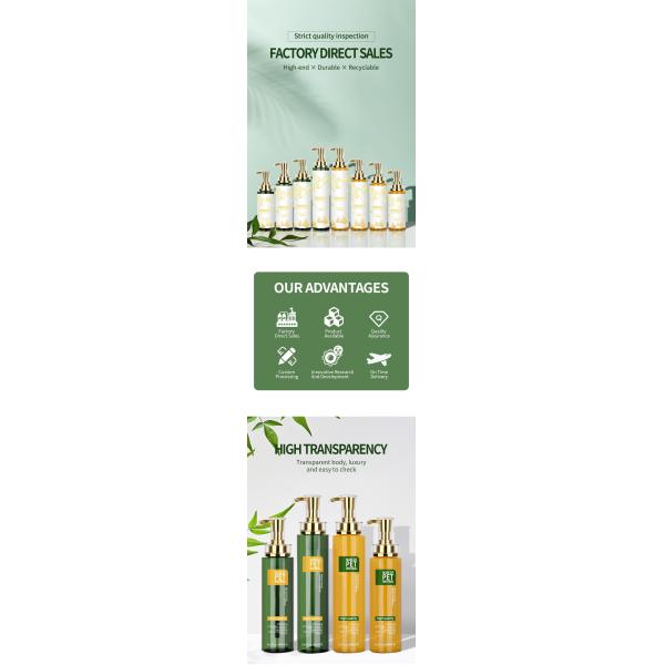 Custom Plastic Pet Body Lotion Bottle Shampoo Shower Gel container With Gold Pump 350ml