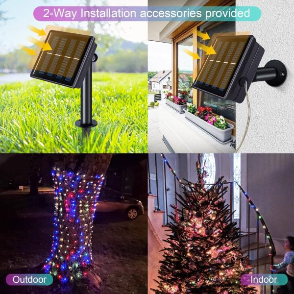 30m White Solar String Lights 120 LED Solar Powered Copper Wire Lights For Tree Decor