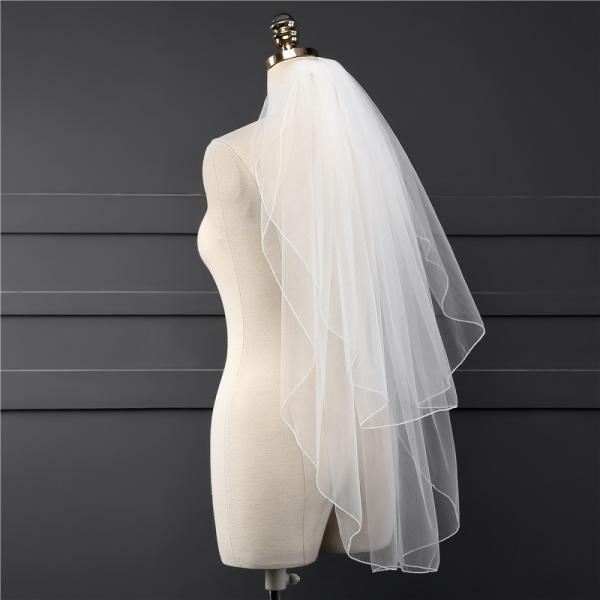 Customized Wholesale Two Layers Tulle A Top Vantage Short Bridal Wedding Dress Veil With Hair Comb
