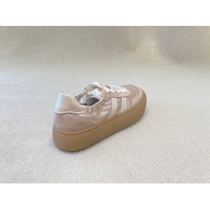 Women casual satin espadrilles sneakers with geneiun leather soft-soled and silk