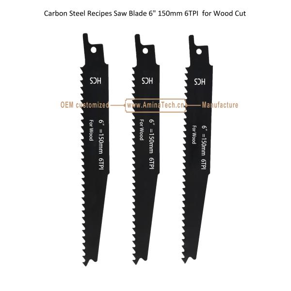 Carbon Steel Recipes Saw Blade 6" 150mm 6TPI for Wood Cut ,Reciprocating,Power Tools