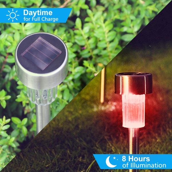 10 Pack Solar Lights Outdoor, Solar Powered Pathway Landscape Light Garden Stainless Steel ROHS Ce 1-year Ip44 FCC