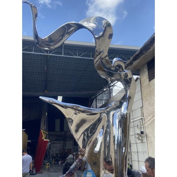 Outdoor garden courtyard decorated with stainless steel abstract sculpture dancing girl