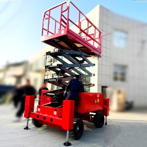 12m Battery Off Road Scissor Lift Four Wheel Drive Table Hydraulic Vertical