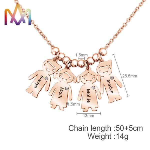 Engraved Nickel Free SS Family Name Necklace With 55CM Chain