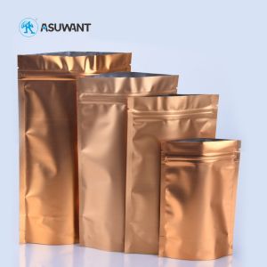 China Aluminum Foil Plastic Zipper Packaging Bags Gold Gloden Metallic Matte on sale
