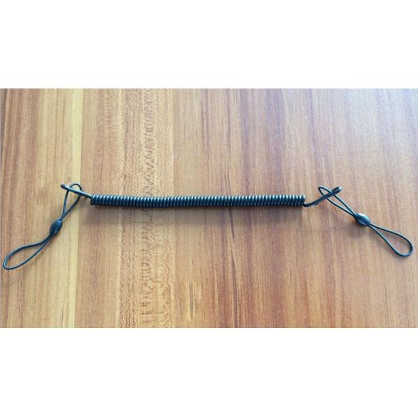 Plastic safe red spring coil tool lanyard with small key ring ends China cheap