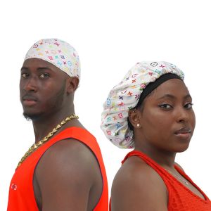 LV Hair Silk Satin Designer OEM Durag And Bonnet Set