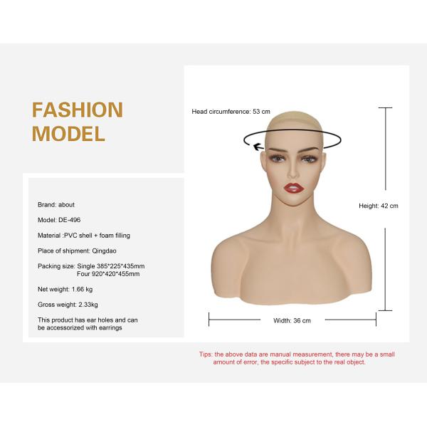 Wholesales European Realistic Wig Professional Training Half Body Makeup Face Female Mannequin Head with Shoulder