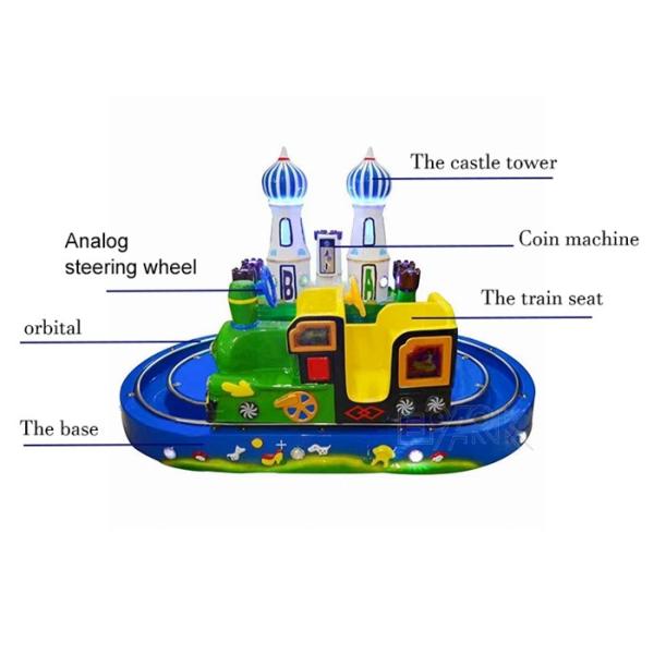 Coin Operated Kiddie Ride Train Game Fiber Glass Train Rides Round Castle
