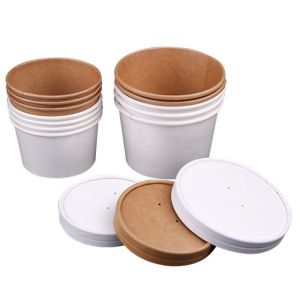 Disposable kraft white paper bowl for salad and hot soup and rice bowl ice cream
