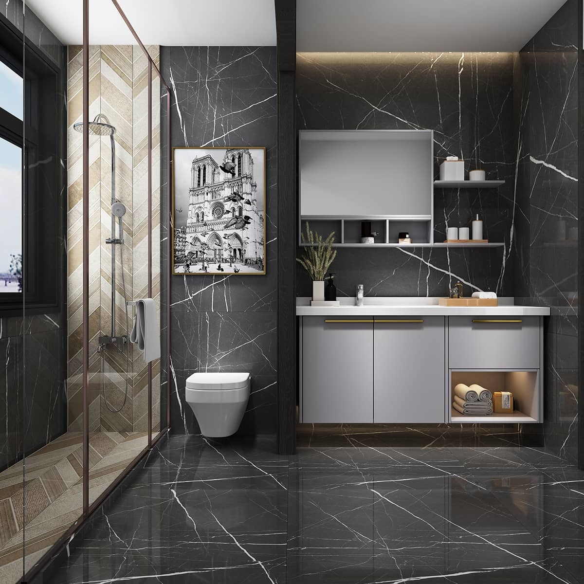 Solid SS304 SS316 Stainless Steel Bathroom Furniture Mirror Cabinet