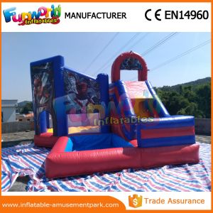 Quality Customized Size Spiderman Inflatable Combo Jumping Castle With Slide / Pool for sale