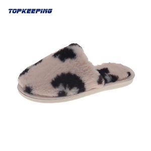 Slip On Construction Furry Female Slippers With EVA Sole