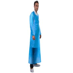 Water / Dust Repellent Disposable Plastic Aprons Unisex With Long Sleeves