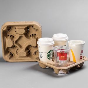 Customized Moulded Pulp Tray Coffee Pulp Cup Tray Biodegradable