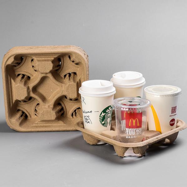 Customized Moulded Pulp Tray Coffee Pulp Cup Tray Biodegradable