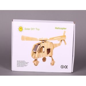 Durable Solar Powered DIY Educational Wood Helicopter Toy Eco Friendly