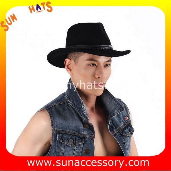 Buy 2050378 Sun Accessory customized  winter 100% wool felt trendy fashion cowboy  hats  ,unisex hats and caps wholesaling at wholesale prices
