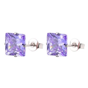 Women Men Zircon Diamond Square Stud Earrings Stainless Steel Body Piercing
