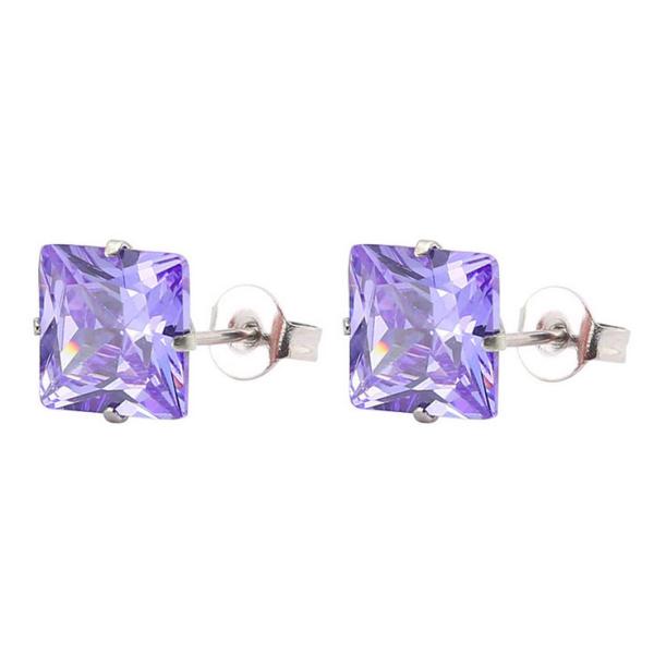 Women Men Zircon Diamond Square Stud Earrings Stainless Steel Body Piercing Jewelry Earrings