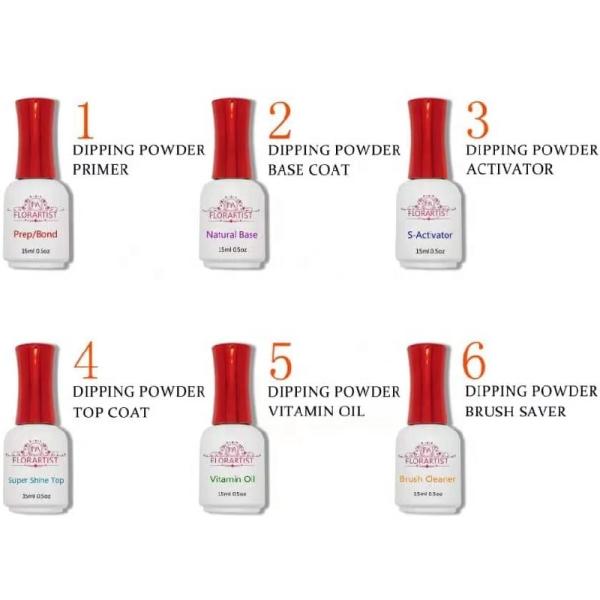 2023 Spring Dip Powder Top Coat 15 ml Private Label Quick Dry Odor Free Dip Powder Base Coat Dip Nail Liquids