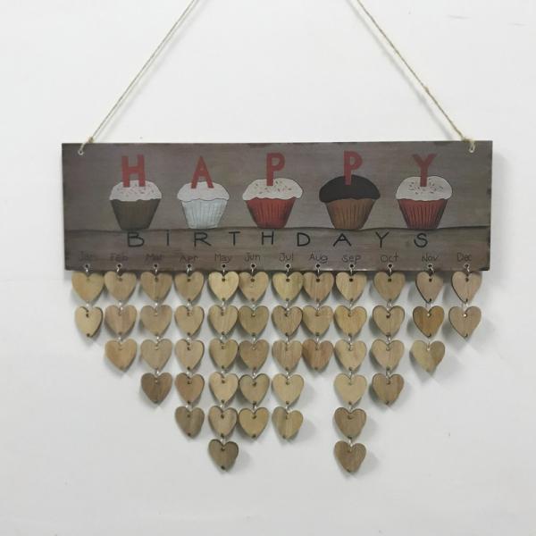 Family Birthday Calendar Board DIY Wooden Birthday Reminder Wall Hanging Calendar Plaque for Mom Dad with 100 Piece Wooden Discs