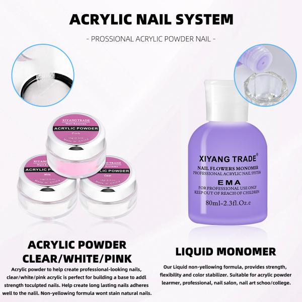 Professional Acrylic Nail Kit for Beginners With Nail Brush Monomer Acrylic Powder Set Nail Extension Form