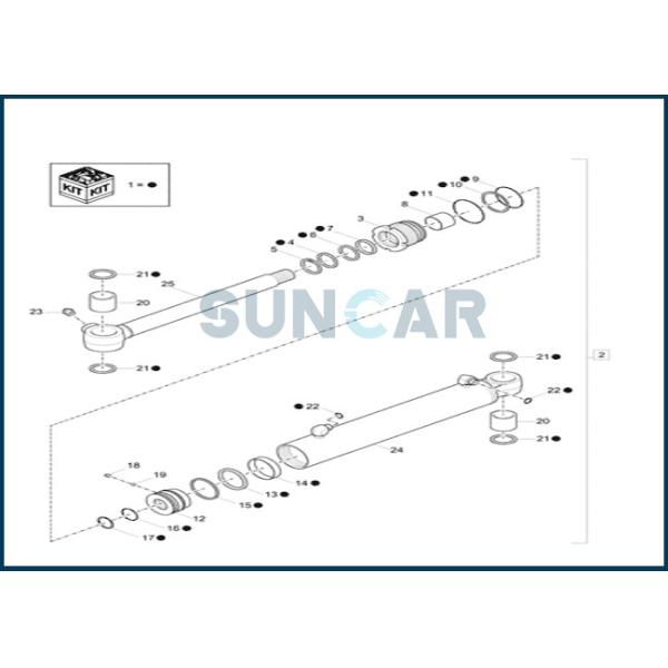 XKCC-00529 XKCC00529 Boom Swing Cylinder Seal Repair Kit CNH CX18C