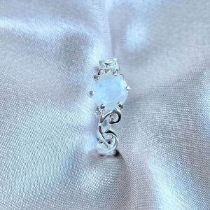 925 Sterling Silver Natural Blue Moonstone Ring Moonstone Jewelry Design