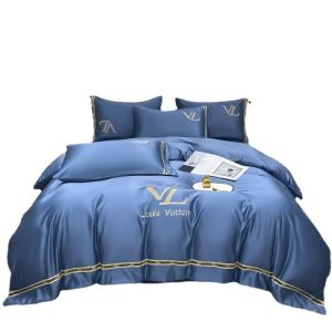 Luxury Embroidery Washed Cotton Silk 4 Pcs King Size Bedding Set for Elegant