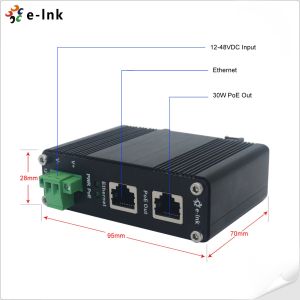 12~48V DC Power Input Industrial Gigabit PoE+ Injector
