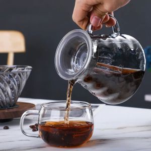 Normal Bottle Type Transparent Glass Coffee Dripper with Bamboo Stand and Handle